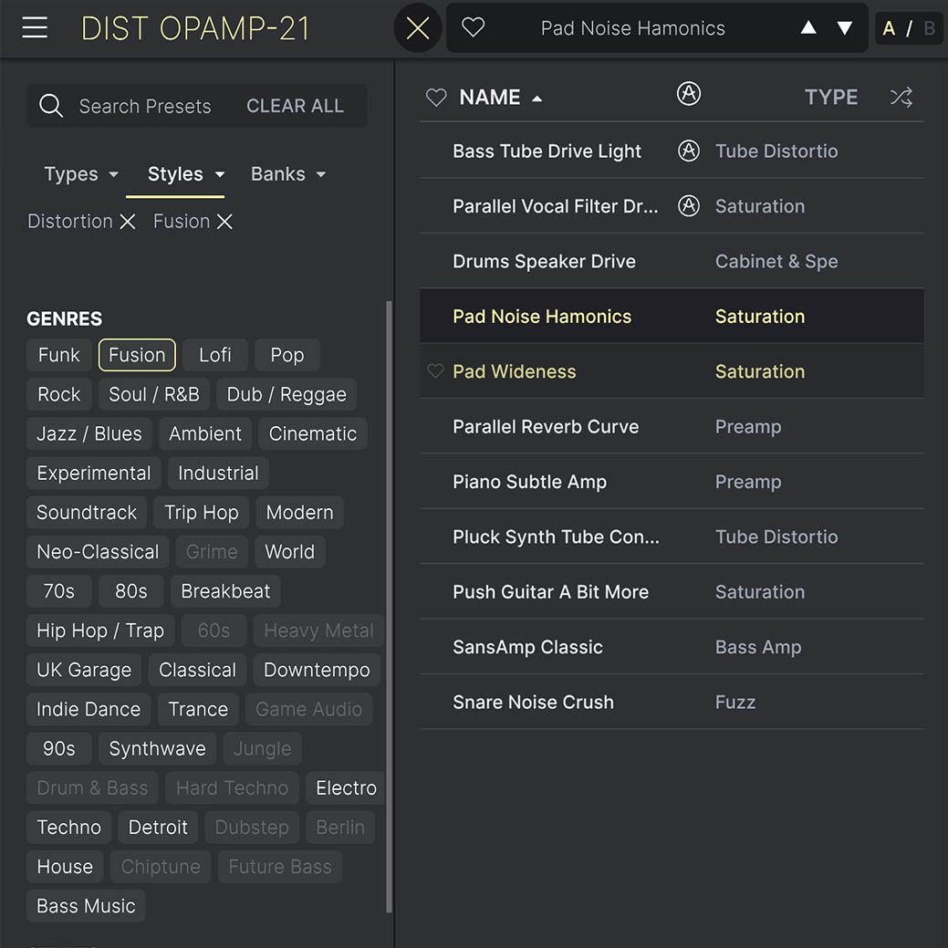 Preset browser
